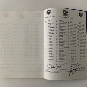 1994 British Grand Prix - full timing data sheets signed by Damon Hill (winner)
