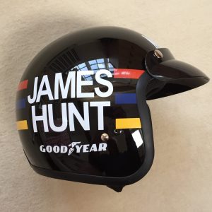 James Hunt Viper tribute helmet with peak signed by Freddie Hunt