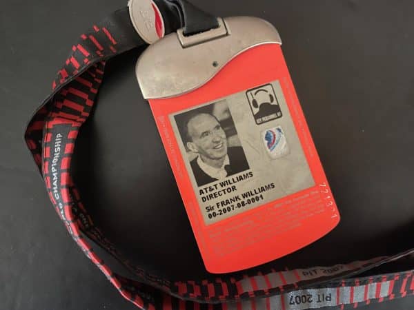 Sir Frank Williams’ Personal 2007 Season FiA Credentials / Pass