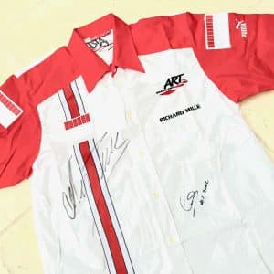 2006 ART Grand Prix GP2 team shirt (M) signed by Hamilton and Premat