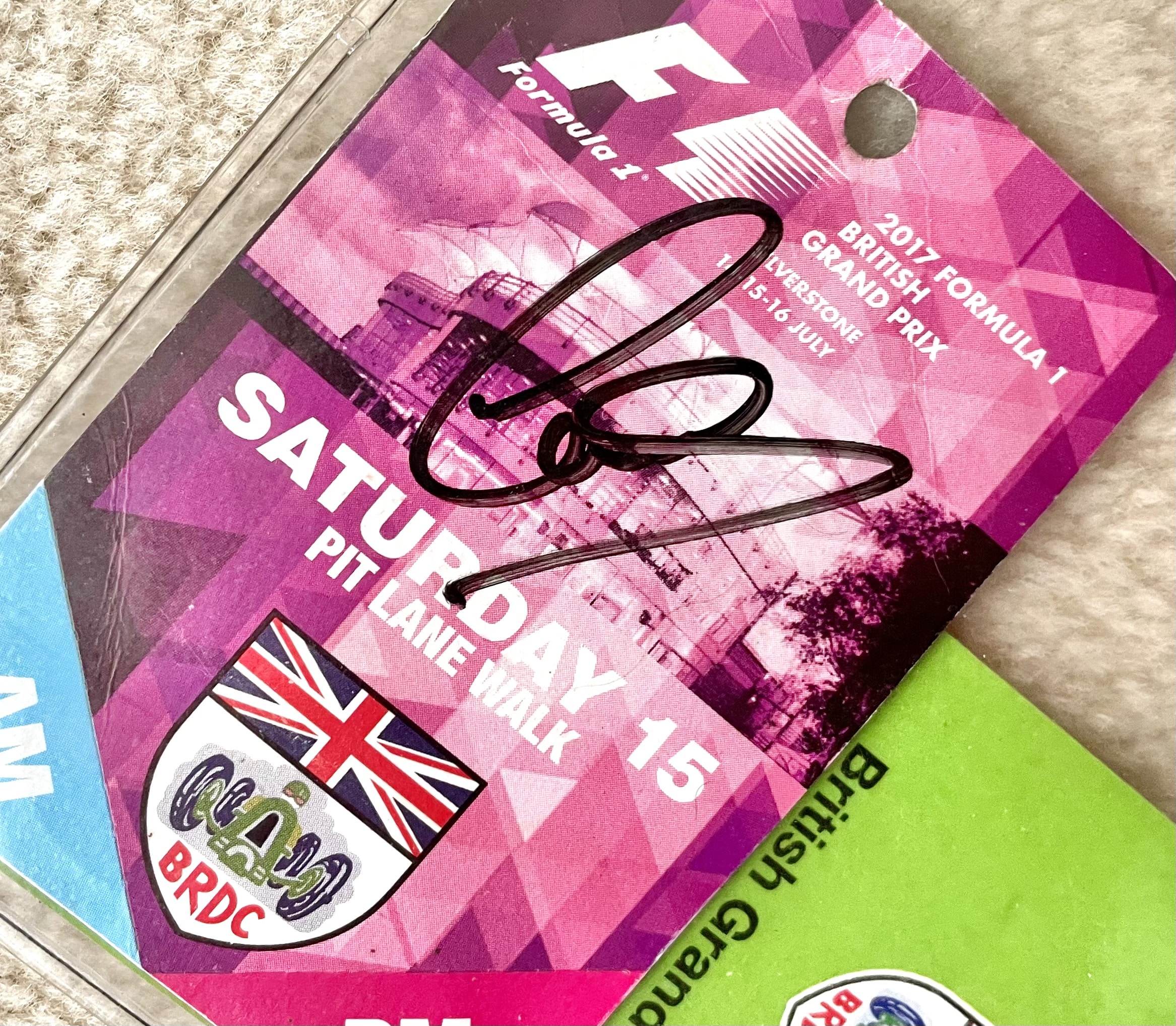 Lewis Hamilton signed 2017 BRDC British GP pit walk pass