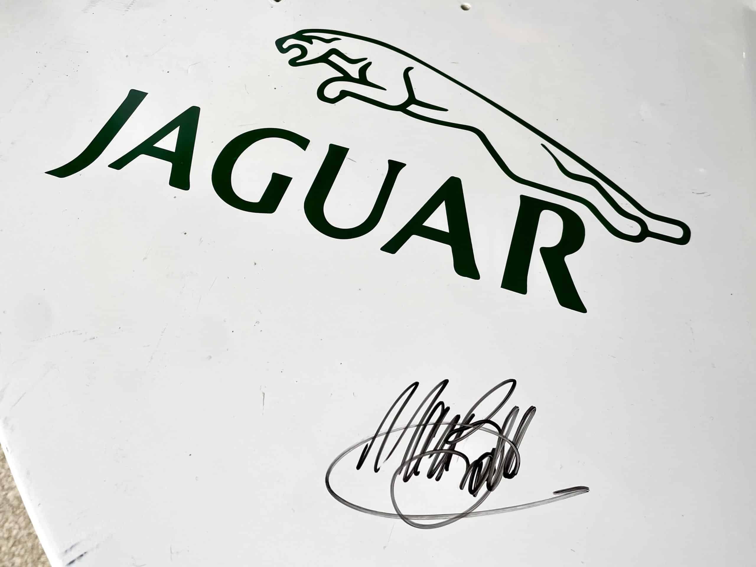 1988 Group C Silk Cut Jaguar XJR-9 rear wing end plate signed by Martin Brundle