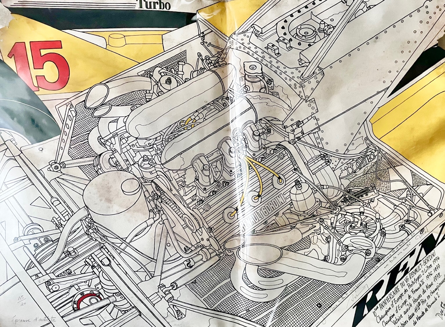 Ex Jabouille Gordini artwork hand dedicated to Jean Pierre (Nr 15 of 20 produced)