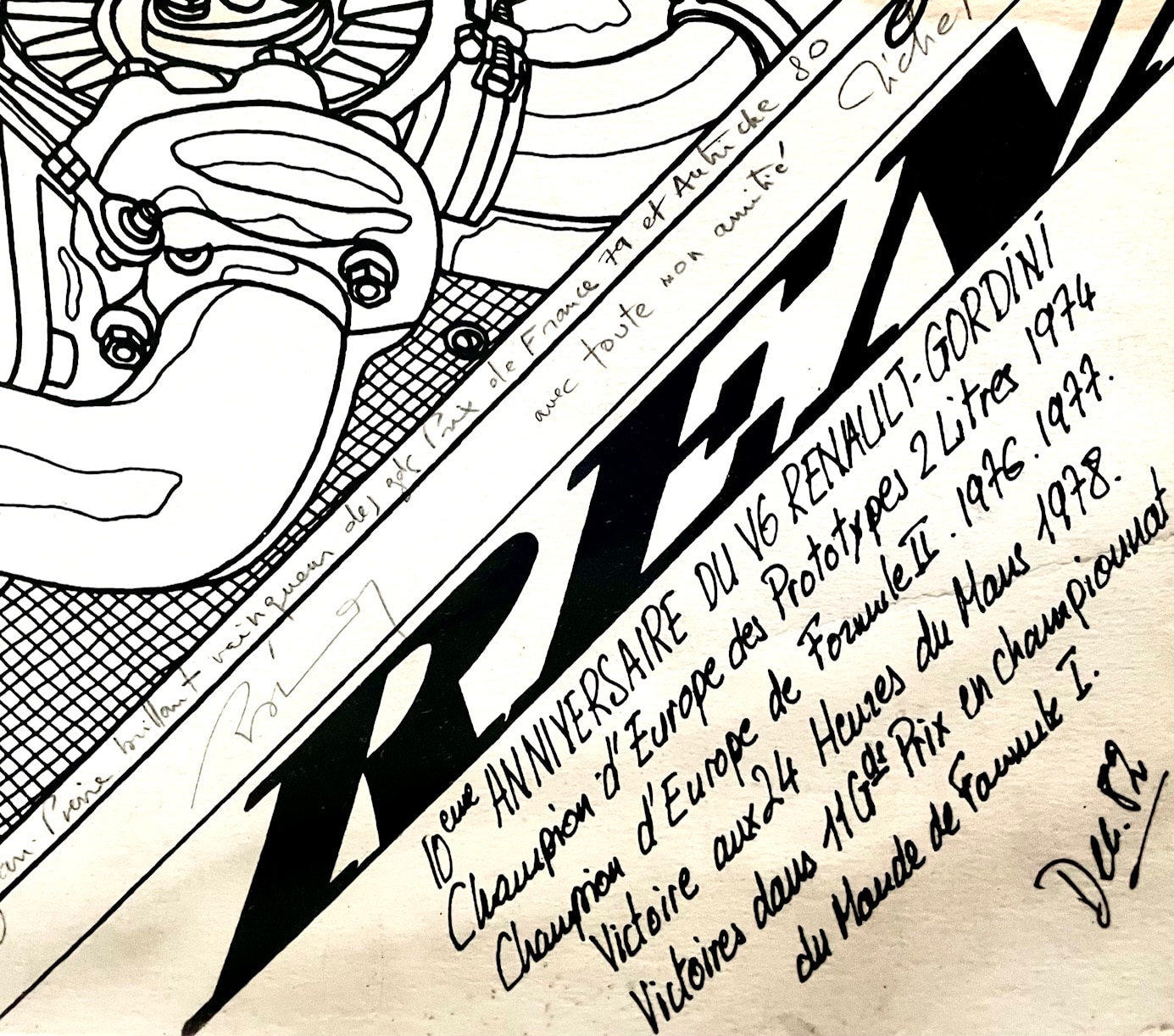 Ex Jabouille Gordini artwork hand dedicated to Jean Pierre (Nr 15 of 20 produced) - Image 2
