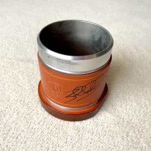 Nigel Mansell 1990 signed Ferrari 641 V12 cylinder liner trimmed in Schedoni leather