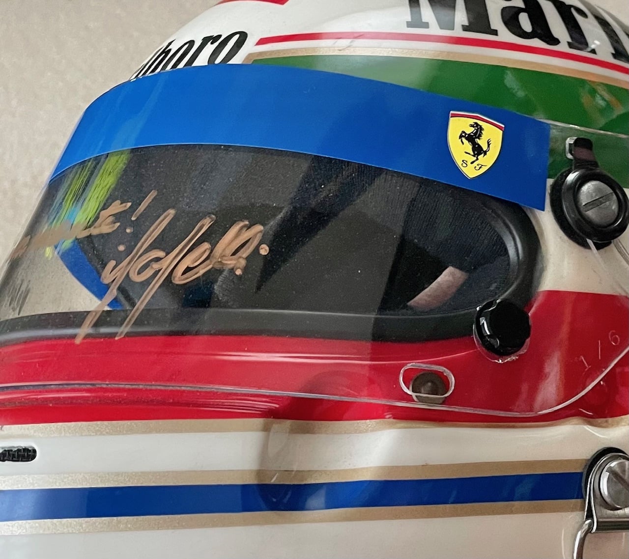 Replica Ivan Capelli 1992 Ferrari Arai GP3 helmet - Image 6