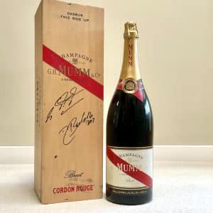 GH Mumm podium jeroboam / box signed by Michael Schumacher and Rubens Barrichello