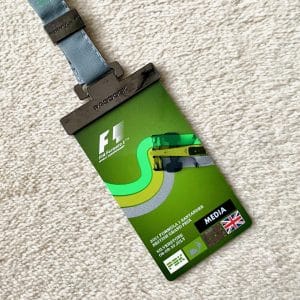 Rob Widdows’ personal Formula 1 Media Paddock pass Silverstone 2011