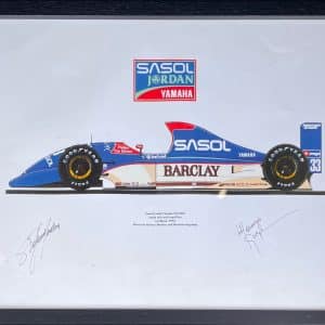 Gugelmin and Modena signed and framed Jordan 192 print by Ian Hutchinson