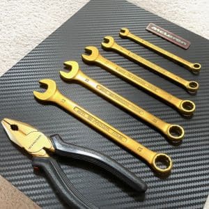 McLaren F1 titanium spanner set by Facom, with pliers