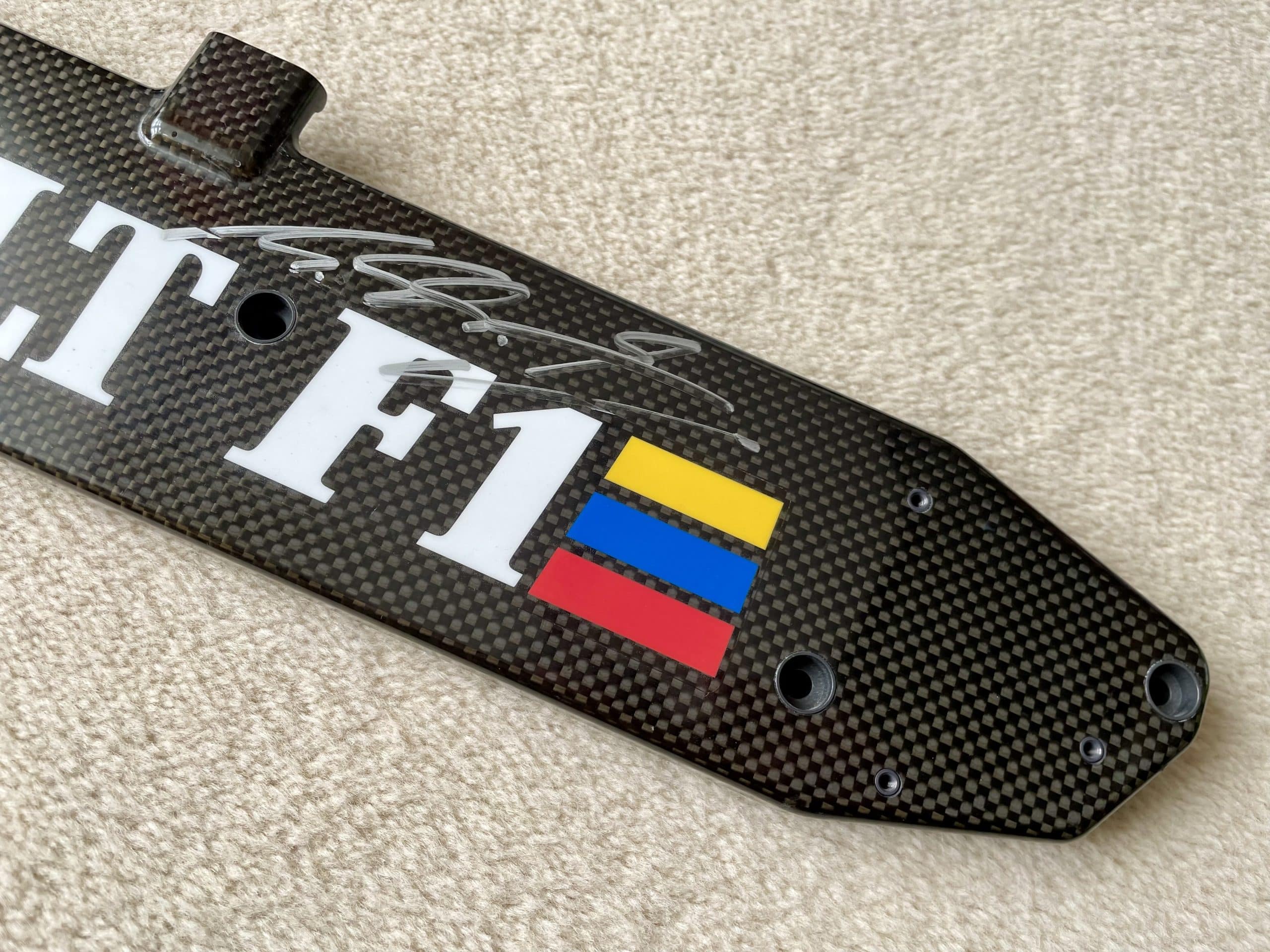 Michael Schumacher signed Renault RS07 carbon coil cover from his 1995 World Championship winning car - Image 2