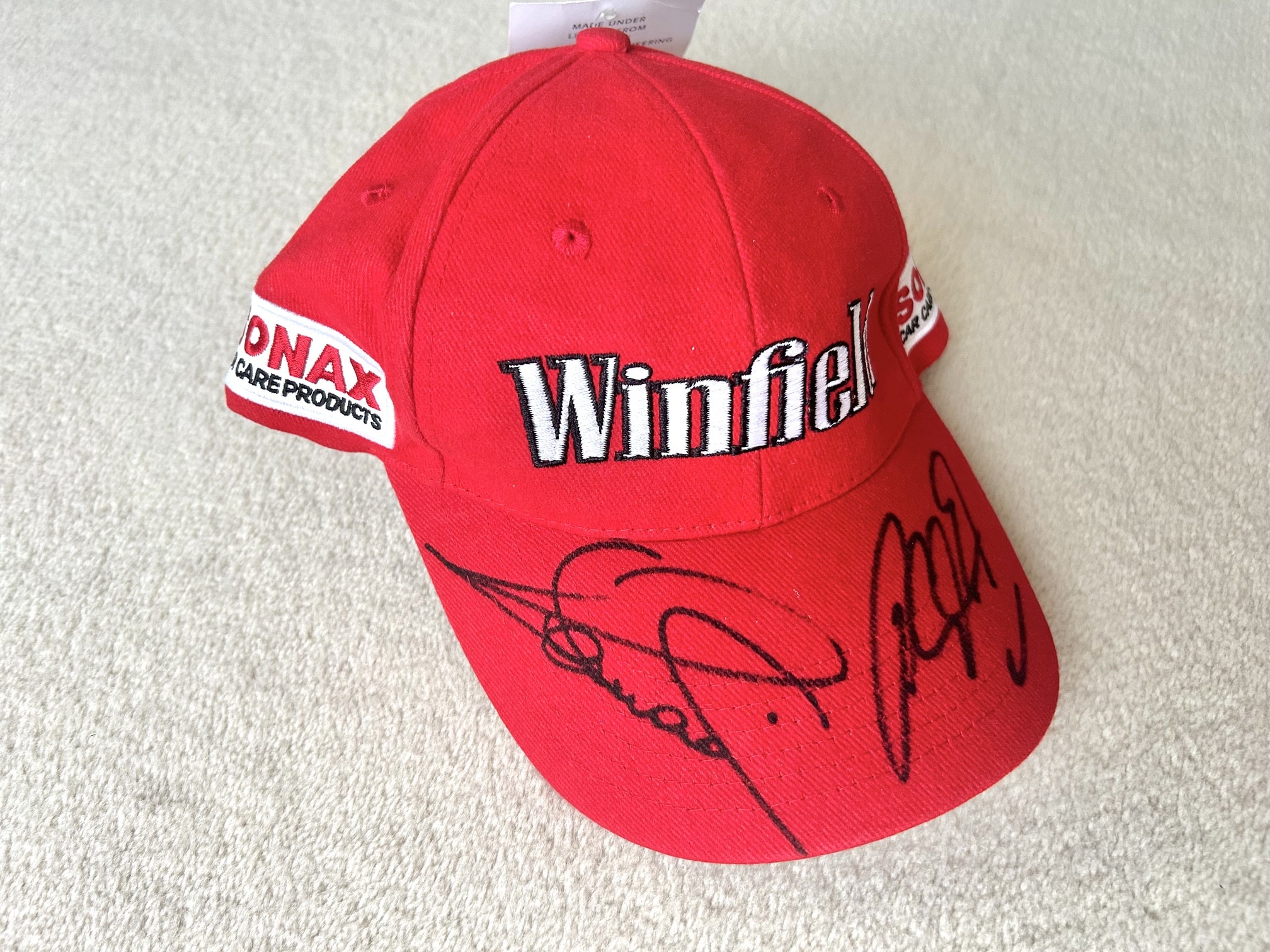 Alex Zanardi / Ralf Schumacher signed 1999 Winfield Williams cap
