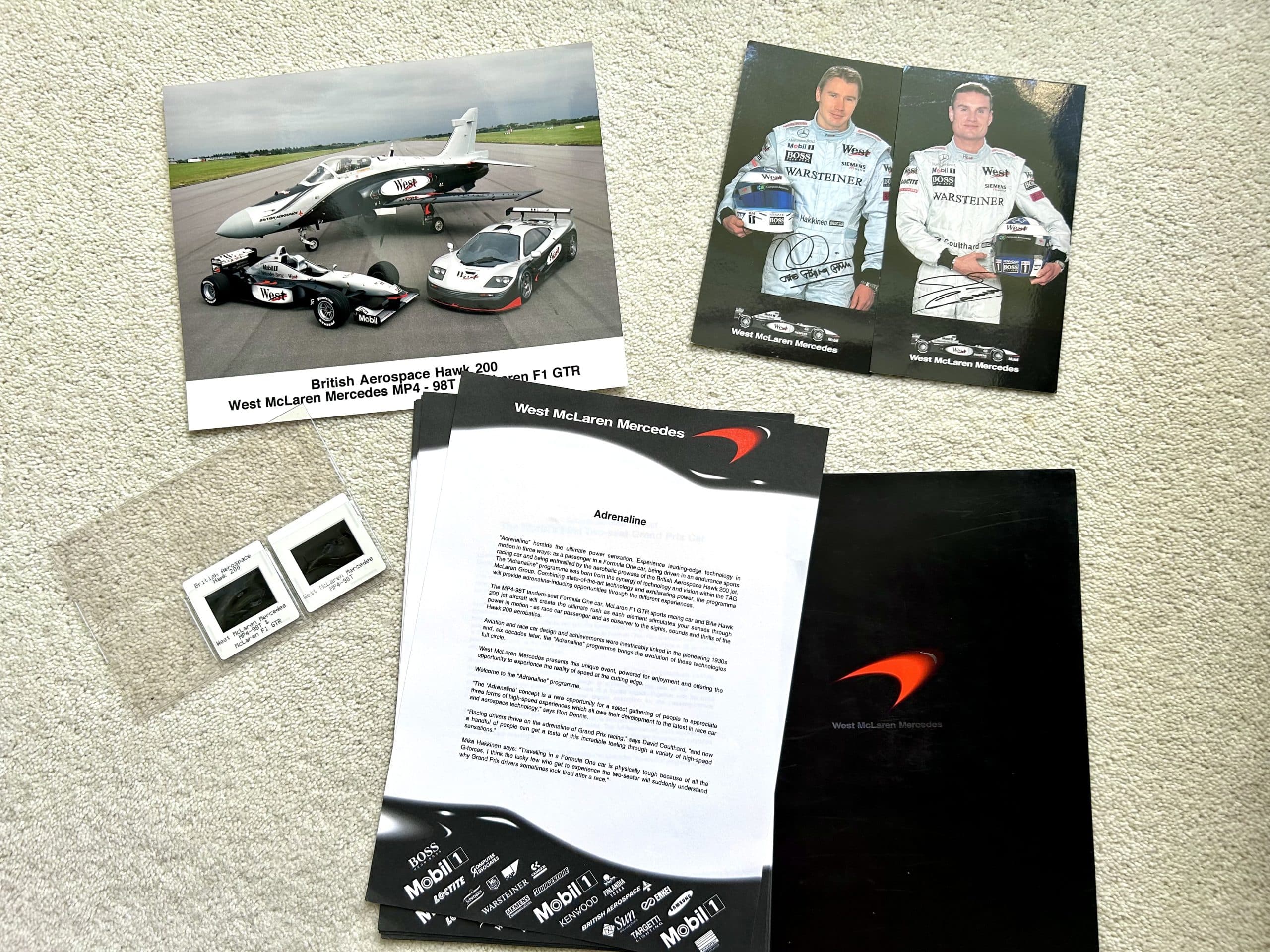 McLaren MP4/98T 2-seater experience certificate and 1998 press pack - Image 2