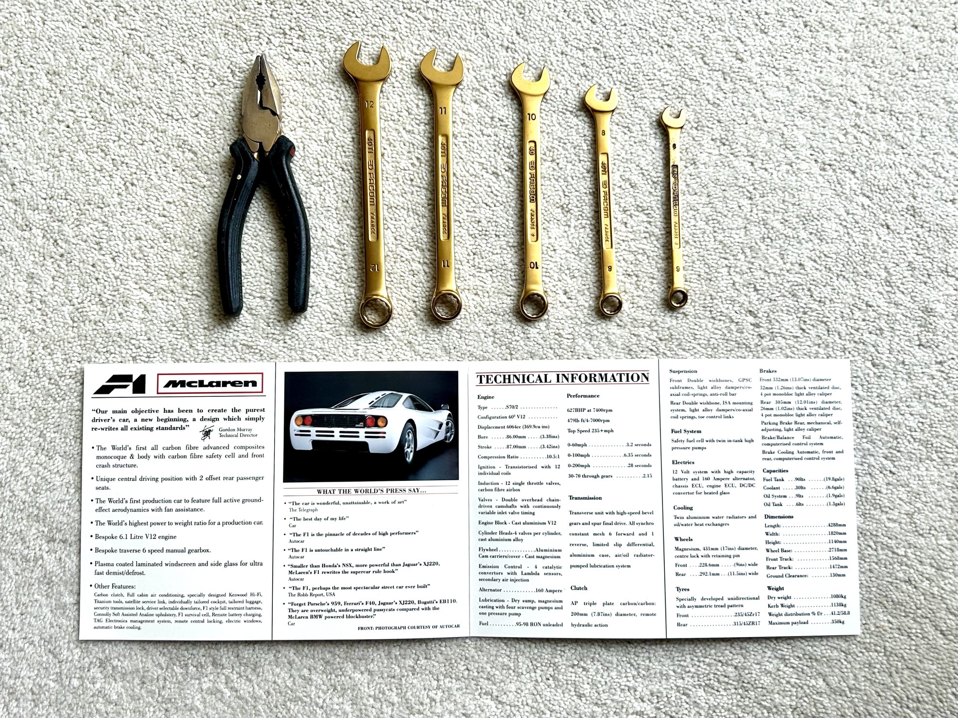 McLaren F1 set of Facom titanium spanners and pliers - Image 4